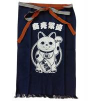 1117N　帆前掛けロング　招き猫プリント　フリー